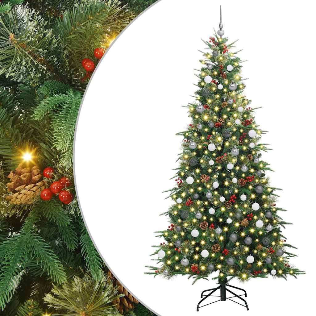 Kunstig sammensatt juletre med 300 LED grønn 240 cm PE og PVC