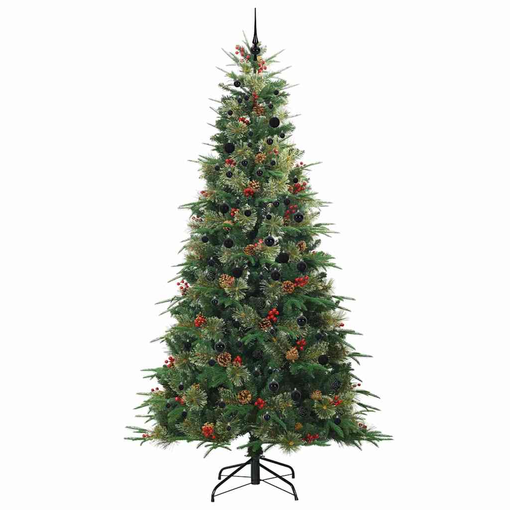 Kunstig sammensatt juletre med 300 LED grønn 240 cm PE og PVC vidaXL