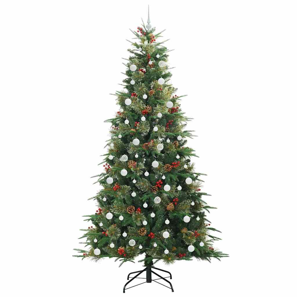 Kunstig sammensatt juletre med 300 LED grønn 240 cm PE og PVC vidaXL