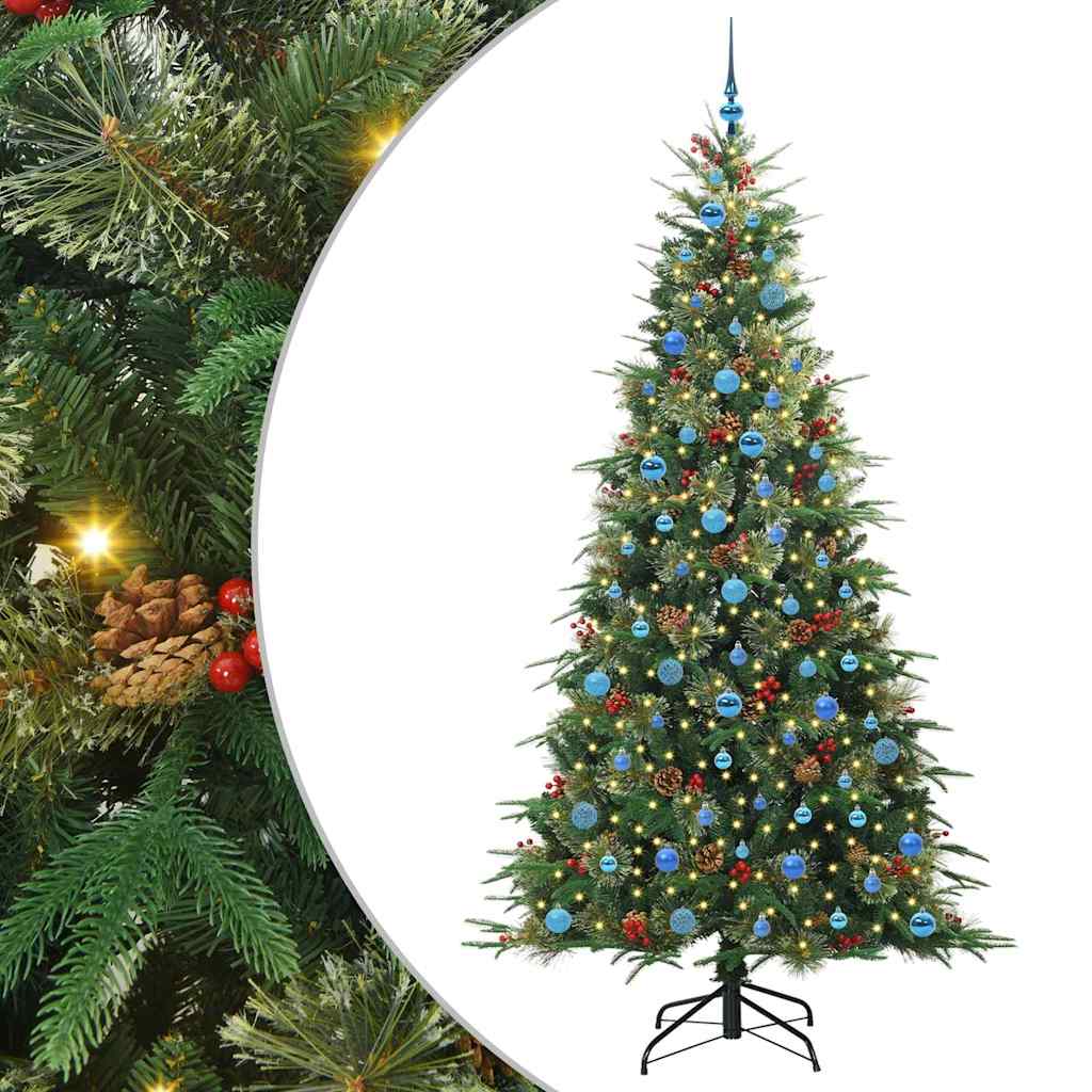 Kunstig sammensatt juletre med 300 LED grønn 240 cm PE og PVC vidaXL