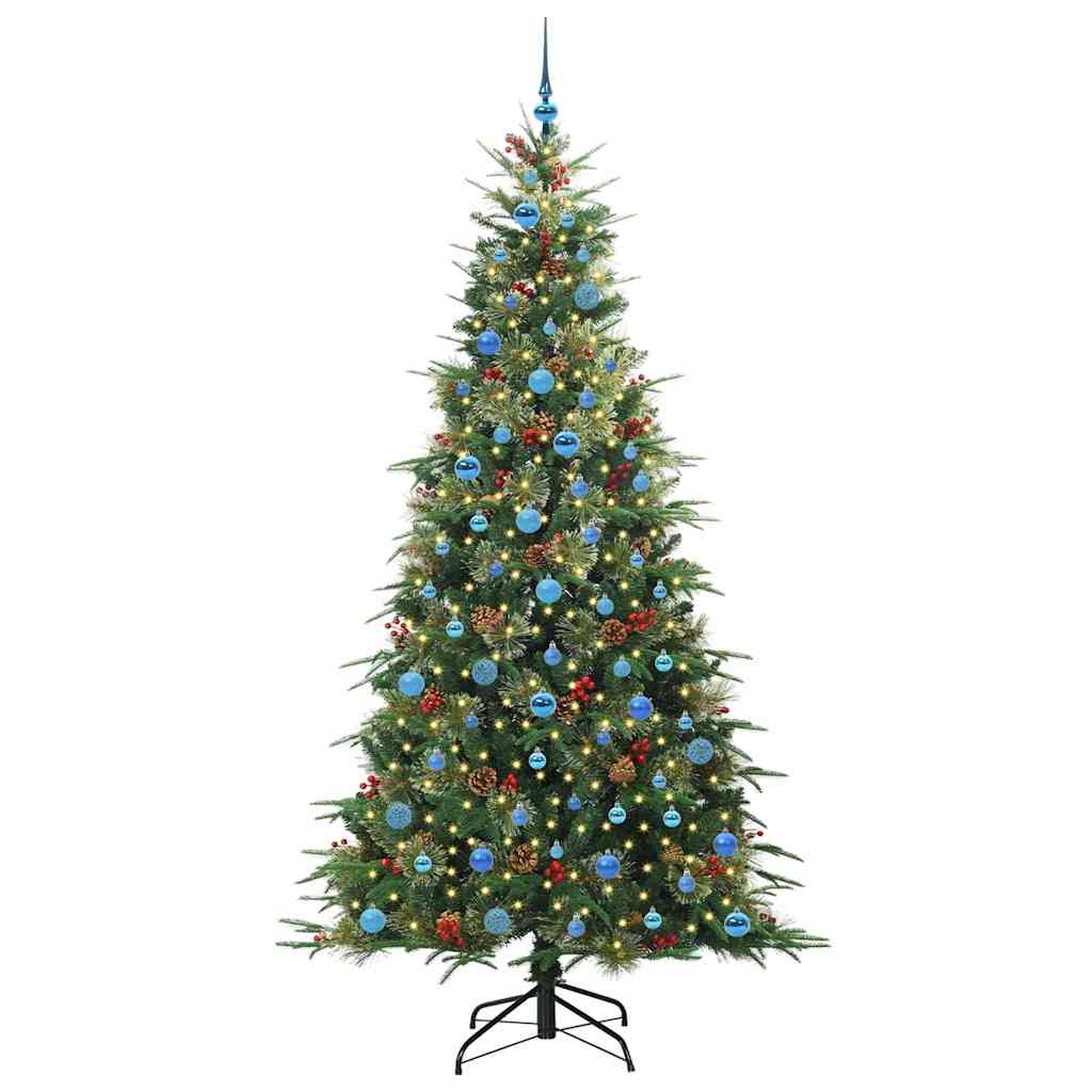 Kunstig sammensatt juletre med 300 LED grønn 240 cm PE og PVC vidaXL