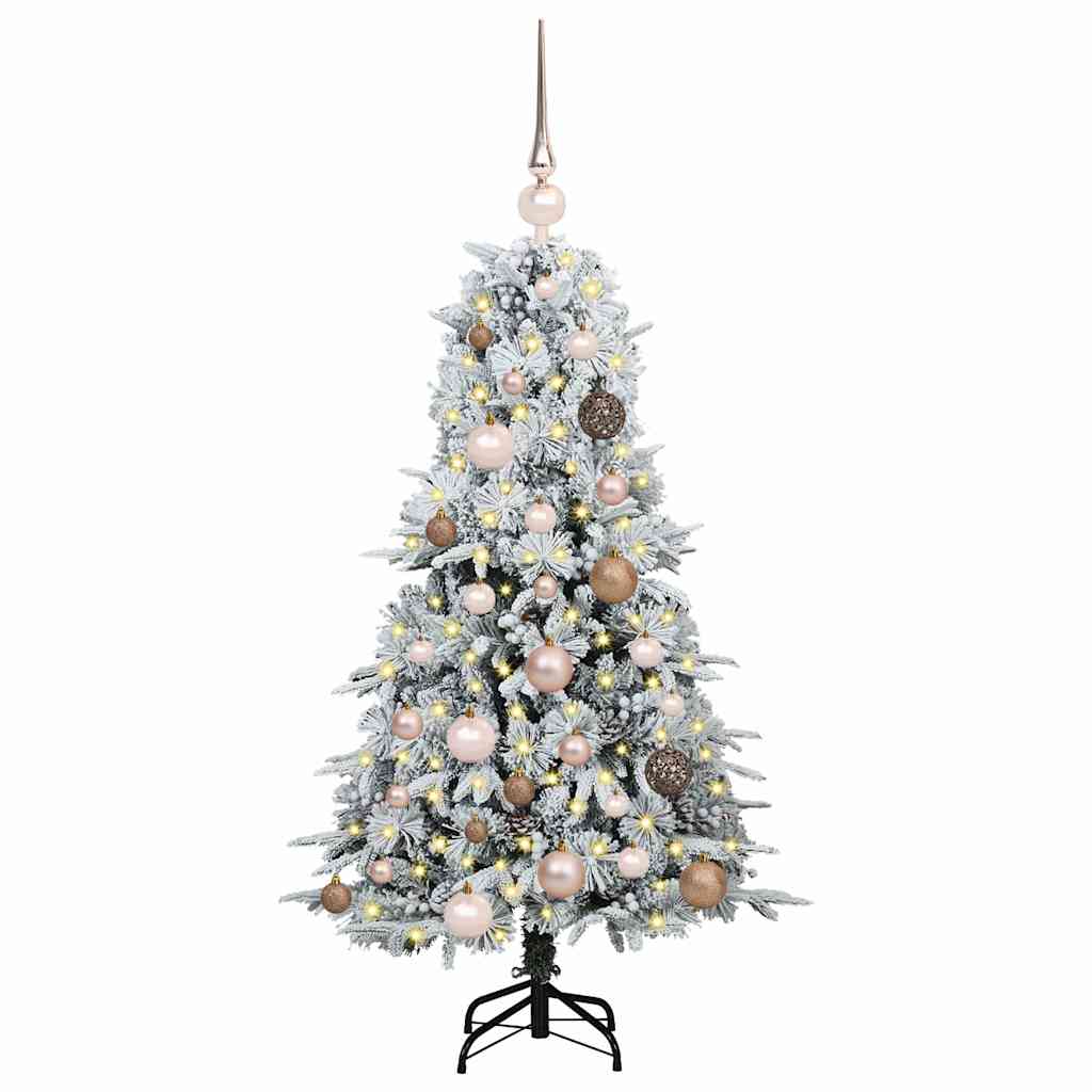 Kunstig sammensatt juletre med 150 LED Hvit 120 cm PE og PVC