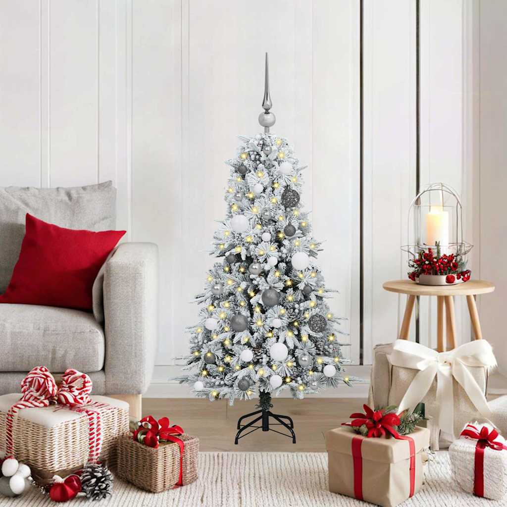 Kunstig sammensatt juletre med 150 LED grønn 120 cm PE og PVC