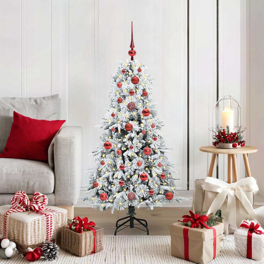 Kunstig sammensatt juletre med 150 LED Hvit 120 cm PE og PVC