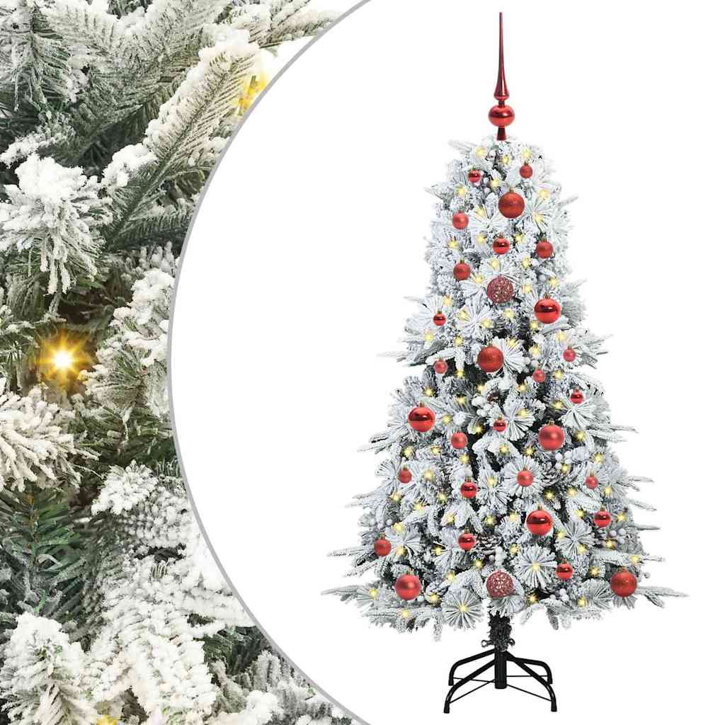Kunstig sammensatt juletre med 150 LED Hvit 120 cm PE og PVC