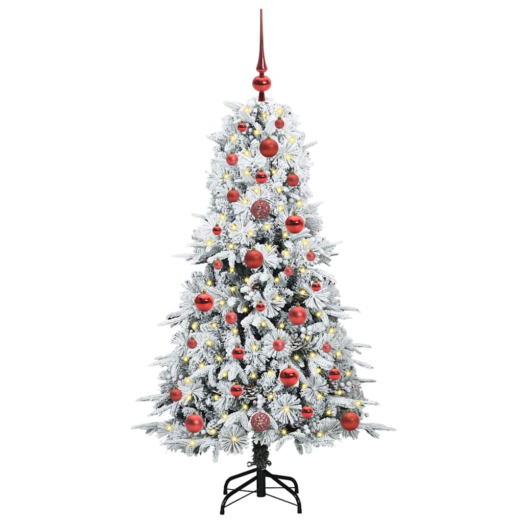 Kunstig sammensatt juletre med 150 LED Hvit 120 cm PE og PVC