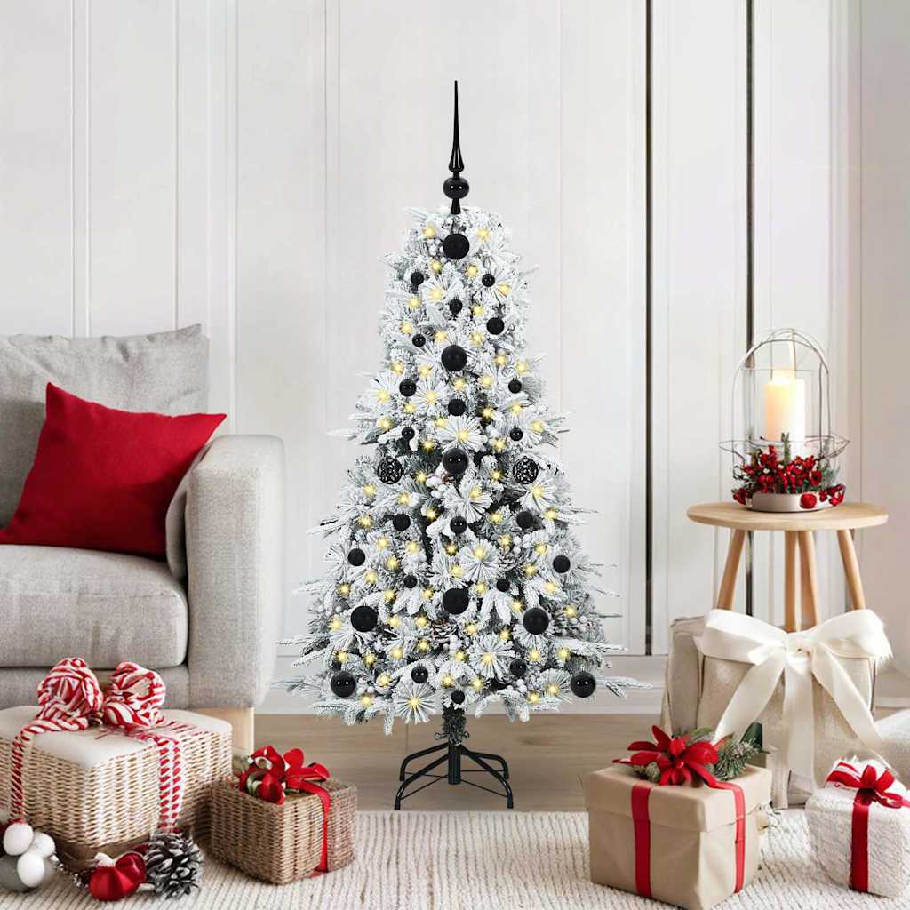 Kunstig sammensatt juletre med 150 LED Hvit 120 cm PE og PVC