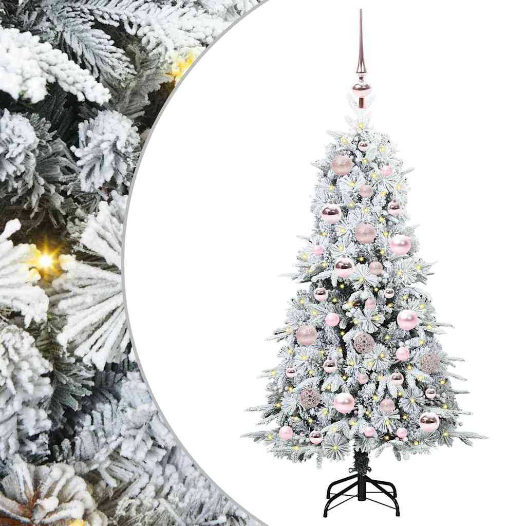 Kunstig sammensatt juletre med 150 LED Hvit 120 cm PE og PVC
