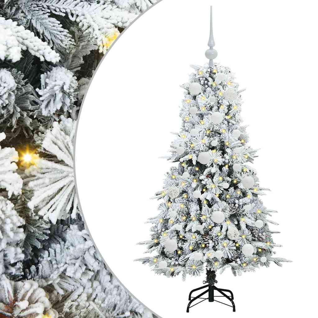 Kunstig sammensatt juletre med 150 LED Hvit 120 cm PE og PVC