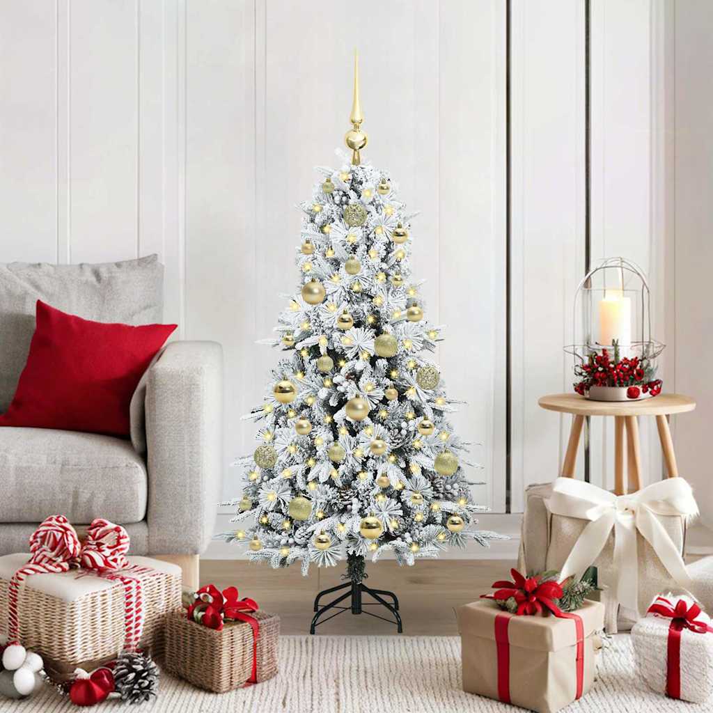 Kunstig sammensatt juletre med 150 LED Hvit 120 cm PE og PVC