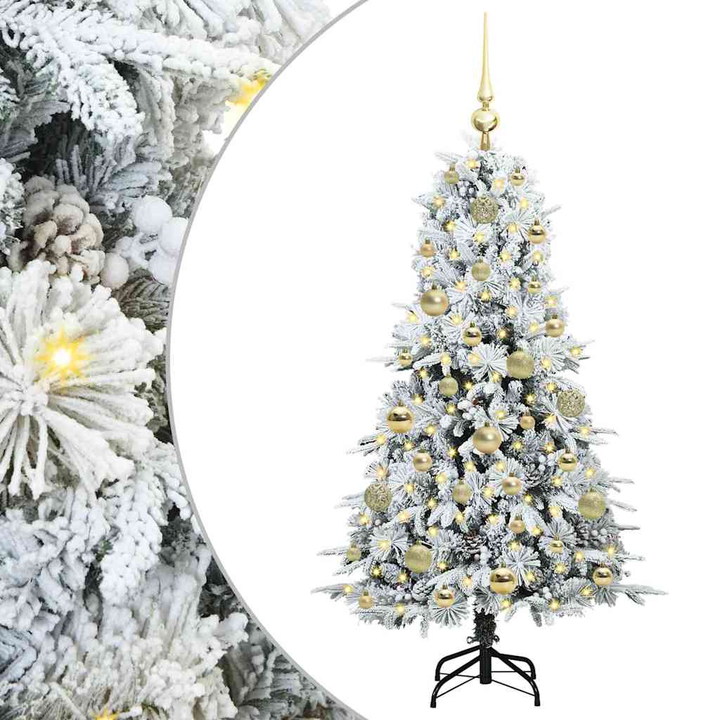 Kunstig sammensatt juletre med 150 LED Hvit 120 cm PE og PVC