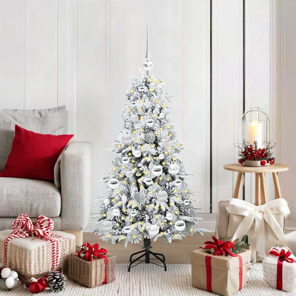 Kunstig sammensatt juletre med 150 LED Hvit 120 cm PE og PVC