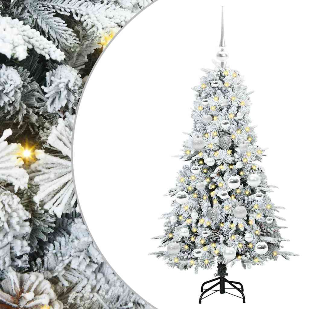 Kunstig sammensatt juletre med 150 LED Hvit 120 cm PE og PVC