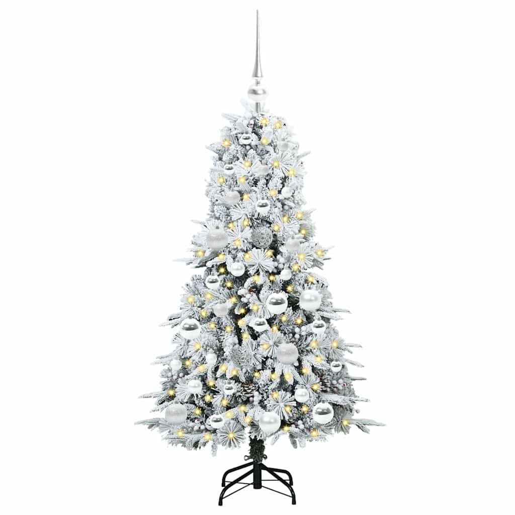 Kunstig sammensatt juletre med 150 LED Hvit 120 cm PE og PVC
