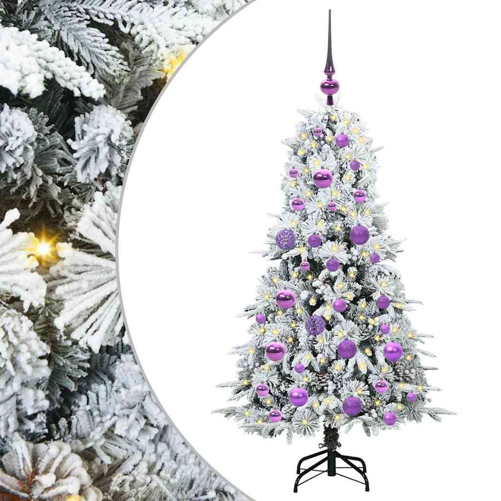 Kunstig sammensatt juletre med 150 LED Hvit 120 cm PE og PVC