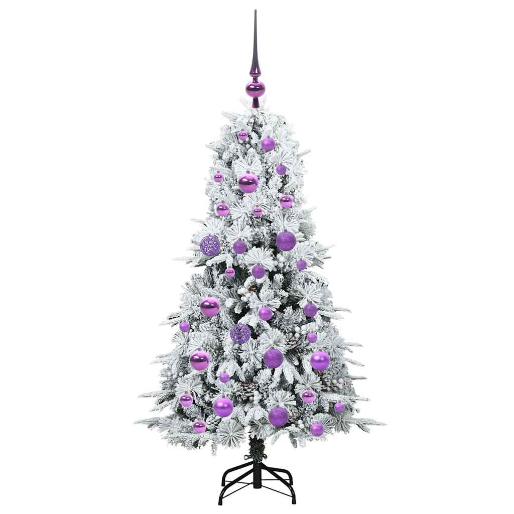 Kunstig sammensatt juletre med 150 LED Hvit 120 cm PE og PVC