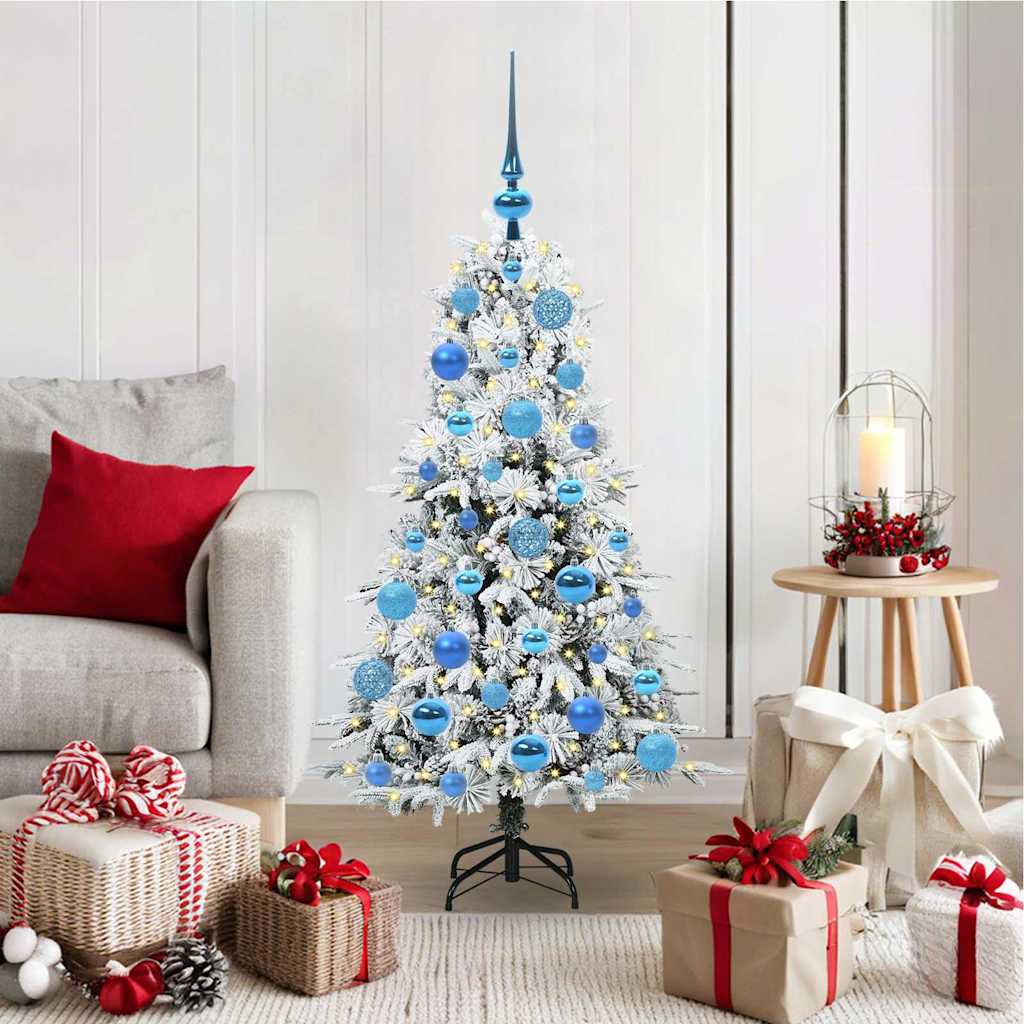 Kunstig sammensatt juletre med 150 LED Hvit 120 cm PE og PVC