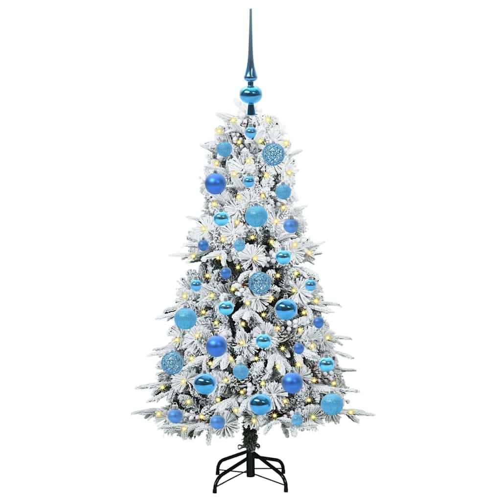 Kunstig sammensatt juletre med 150 LED Hvit 120 cm PE og PVC