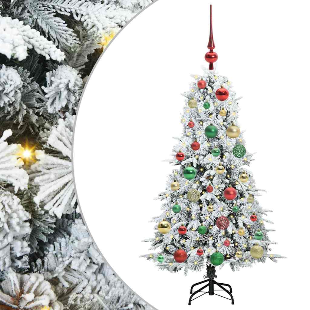 Kunstig sammensatt juletre med 150 LED Hvit 120 cm PE og PVC