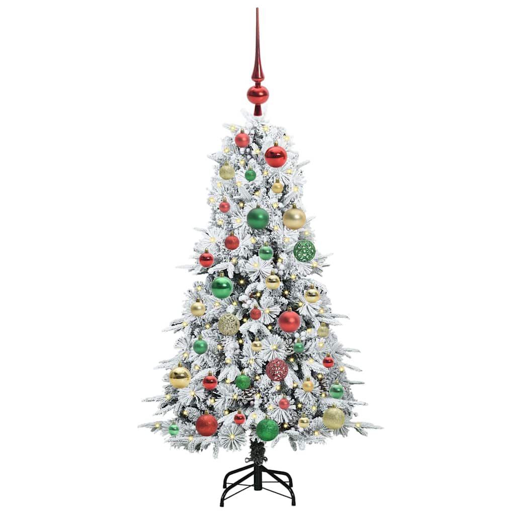 Kunstig sammensatt juletre med 150 LED Hvit 120 cm PE og PVC