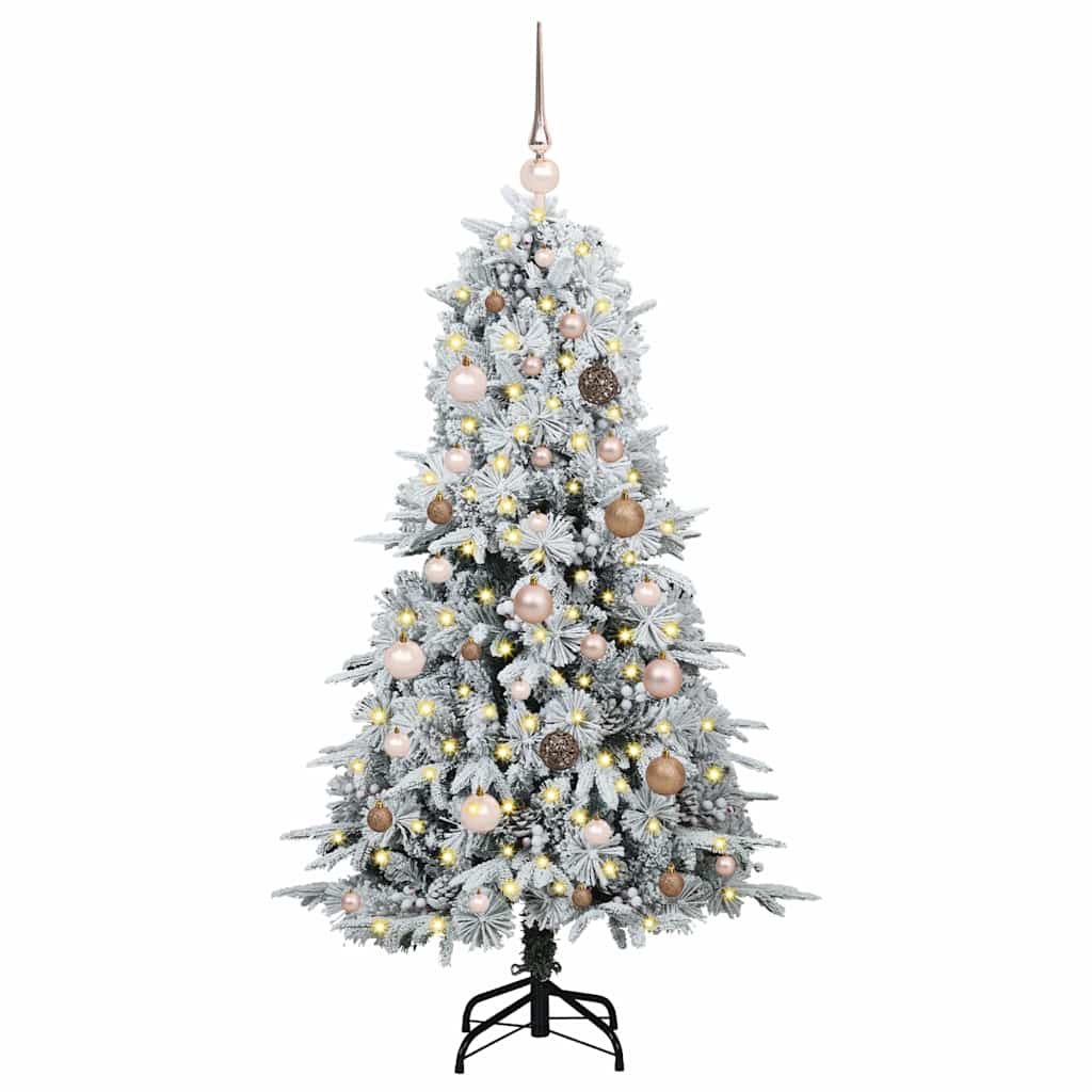 Kunstig sammensatt juletre med 150 LED Hvit 150 cm PE og PVC