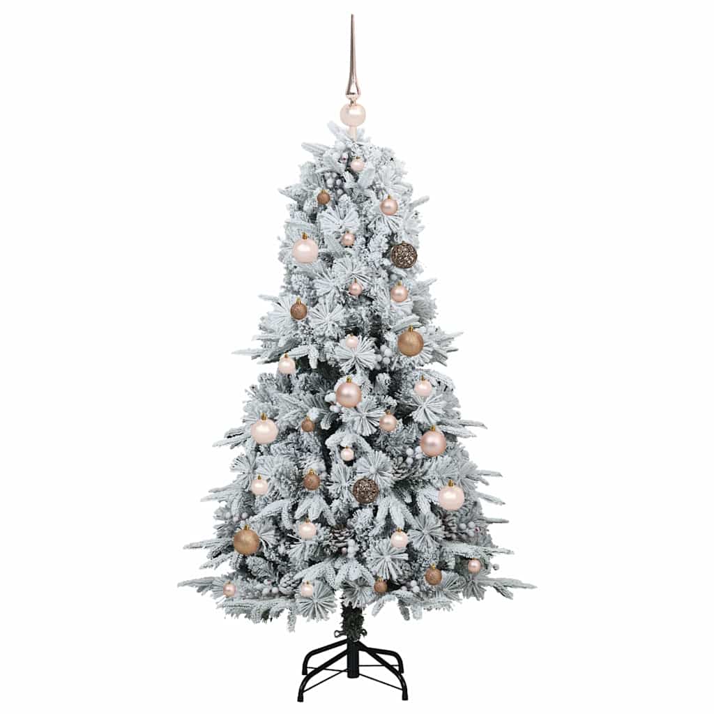 Kunstig sammensatt juletre med 150 LED Hvit 150 cm PE og PVC