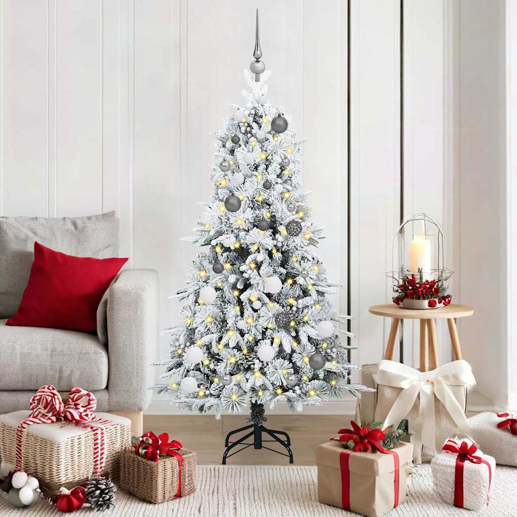 Kunstig sammensatt juletre med 150 LED grønn 150 cm PE og PVC