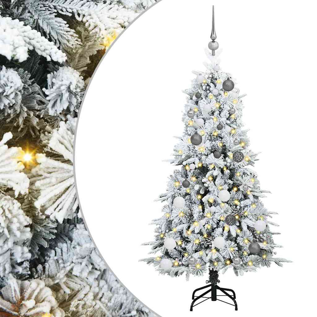 Kunstig sammensatt juletre med 150 LED grønn 150 cm PE og PVC