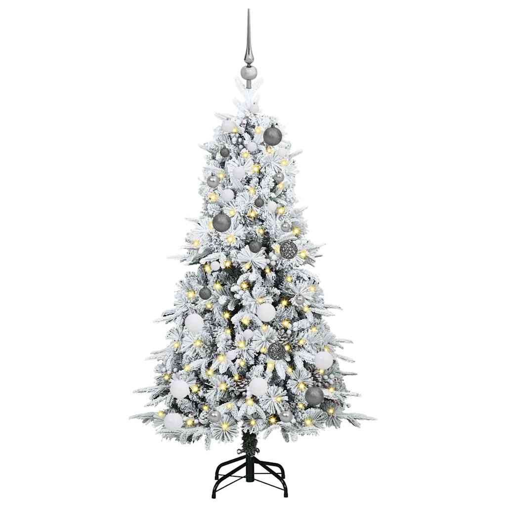 Kunstig sammensatt juletre med 150 LED grønn 150 cm PE og PVC