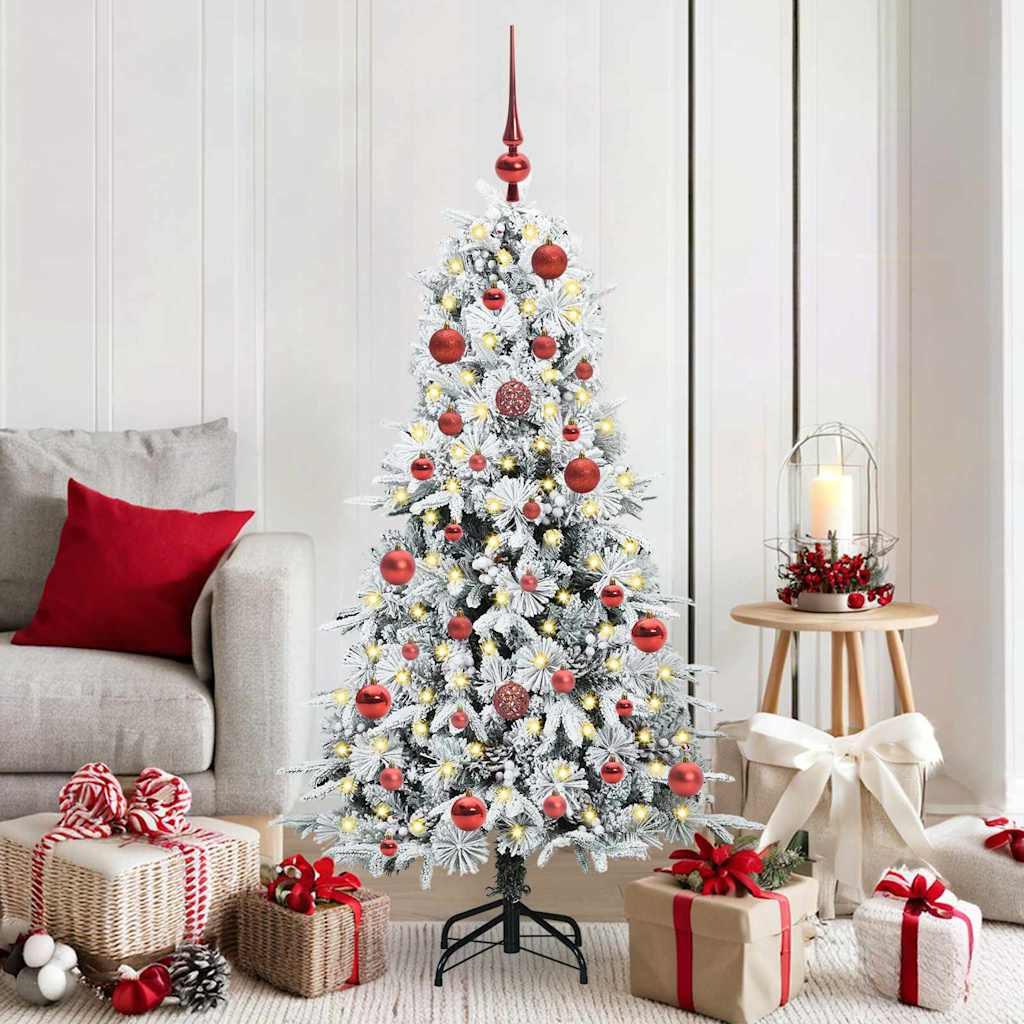 Kunstig sammensatt juletre med 150 LED grønn 150 cm PE og PVC