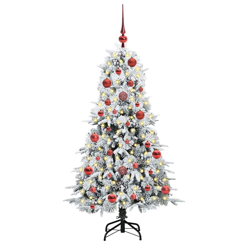Kunstig sammensatt juletre med 150 LED Hvit 150 cm PE og PVC