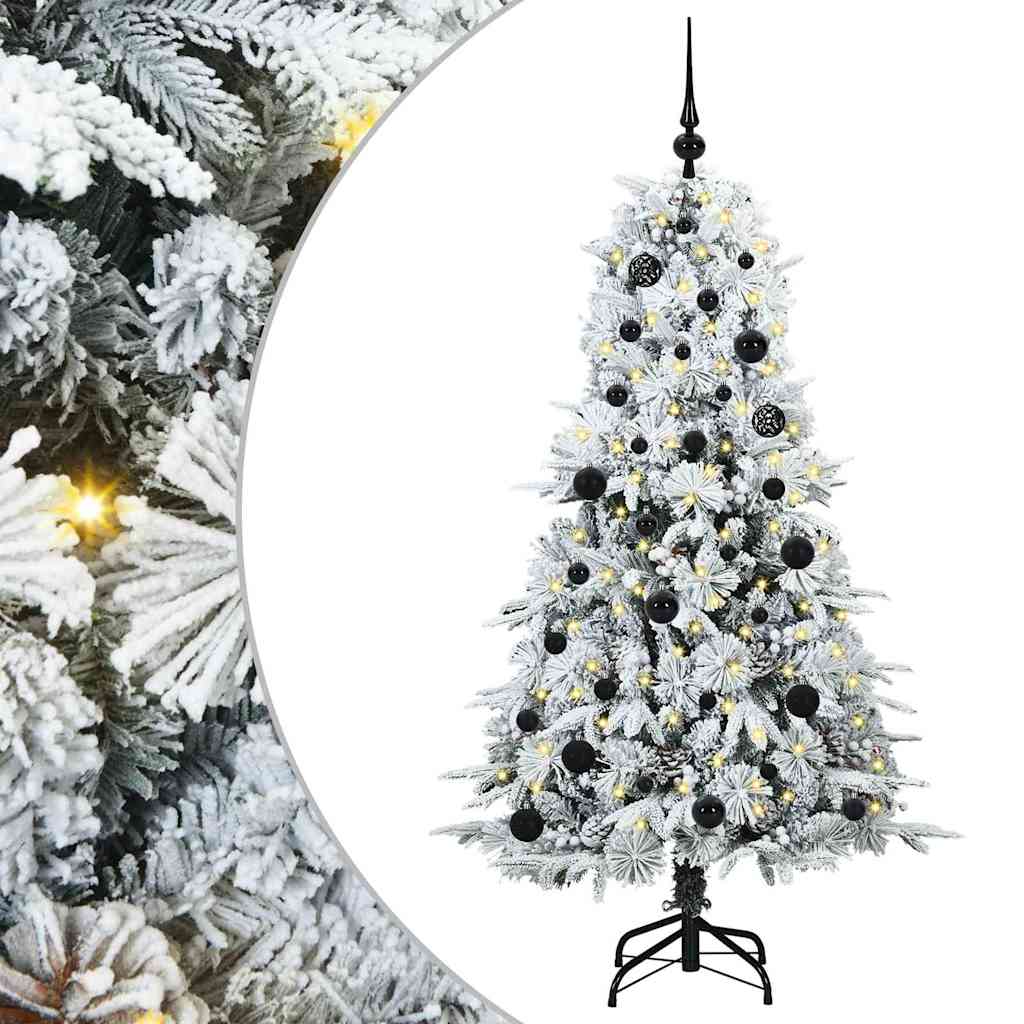 Kunstig sammensatt juletre med 150 LED Hvit 150 cm PE og PVC