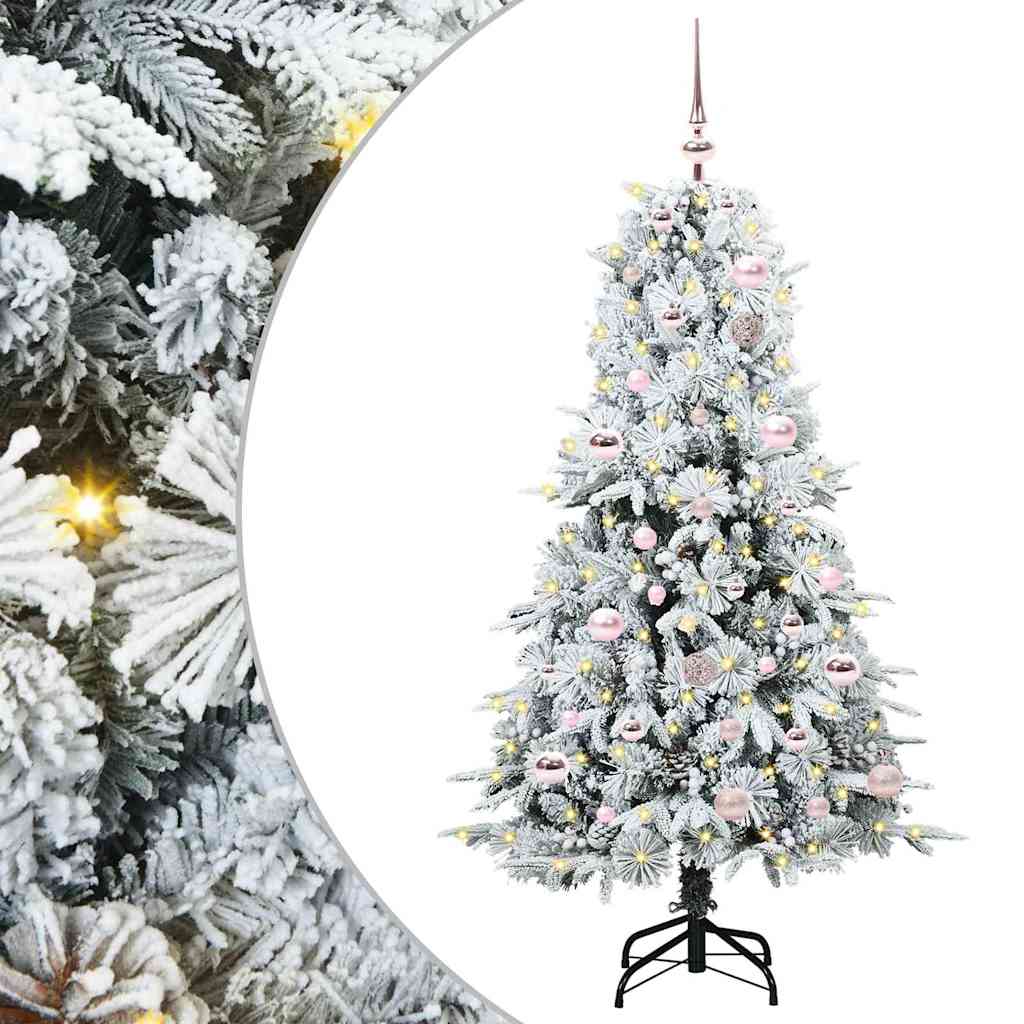 Kunstig sammensatt juletre med 150 LED Hvit 150 cm PE og PVC