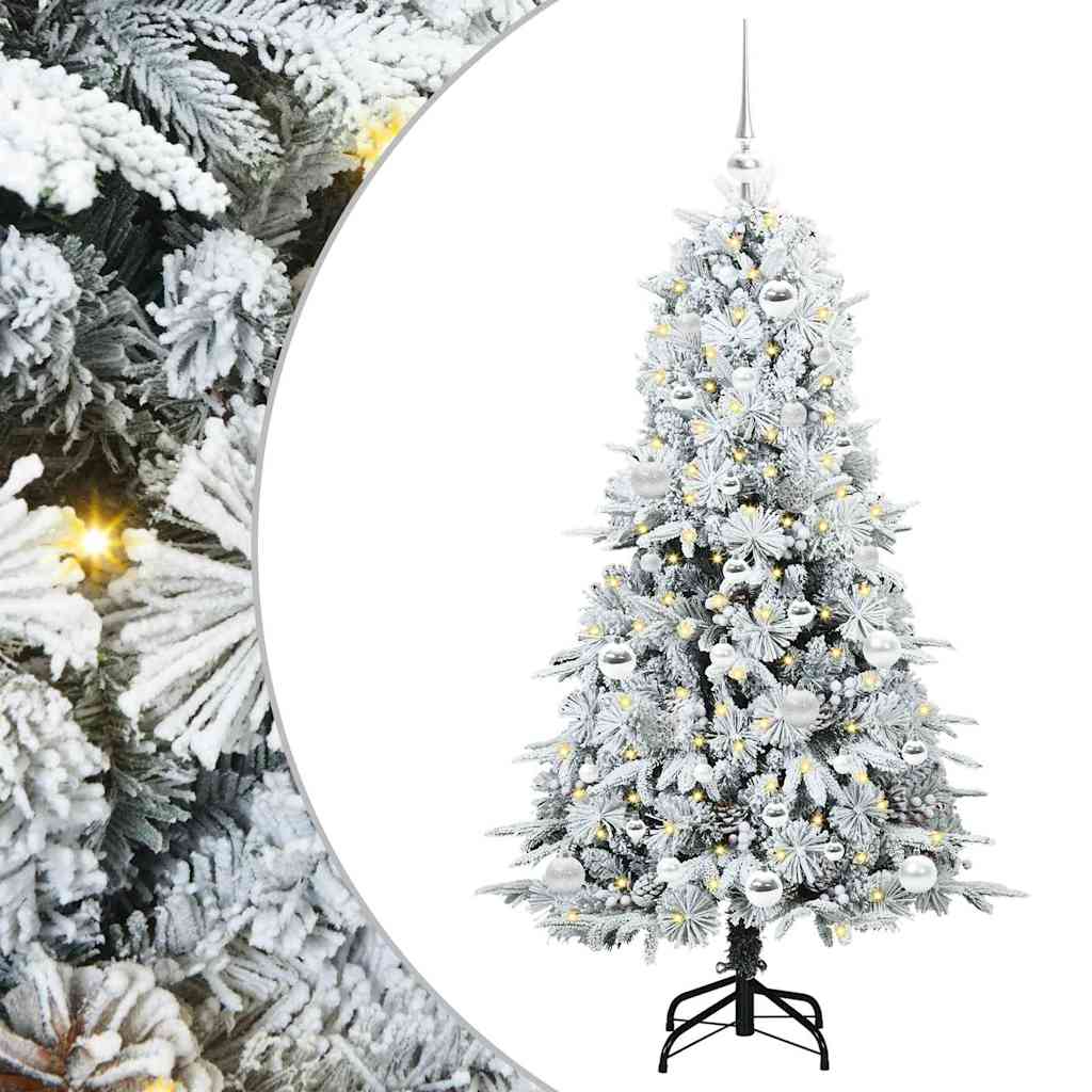 Kunstig sammensatt juletre med 150 LED Hvit 150 cm PE og PVC