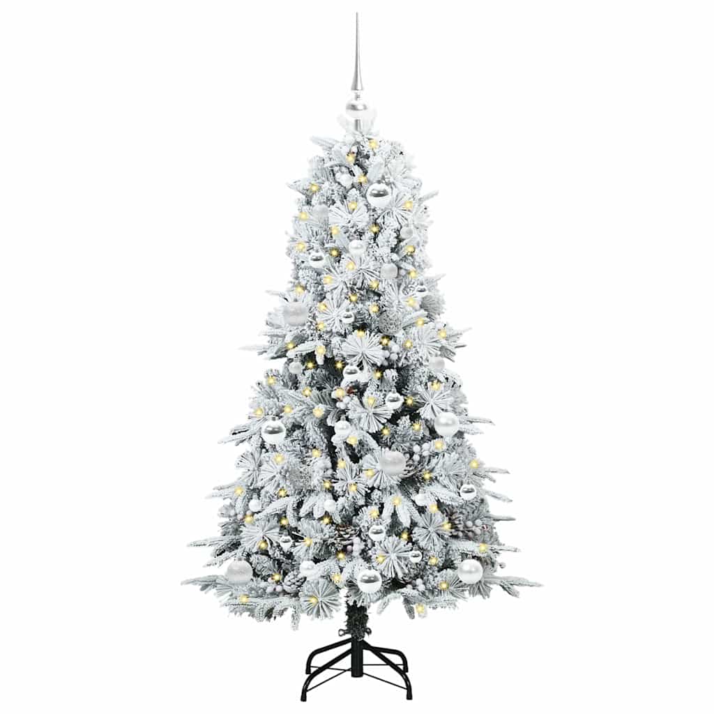 Kunstig sammensatt juletre med 150 LED Hvit 150 cm PE og PVC