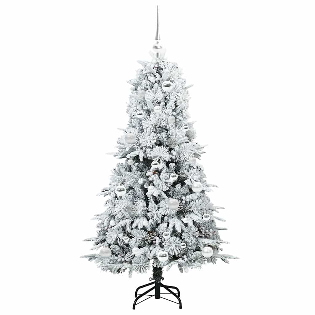 Kunstig sammensatt juletre med 150 LED Hvit 150 cm PE og PVC