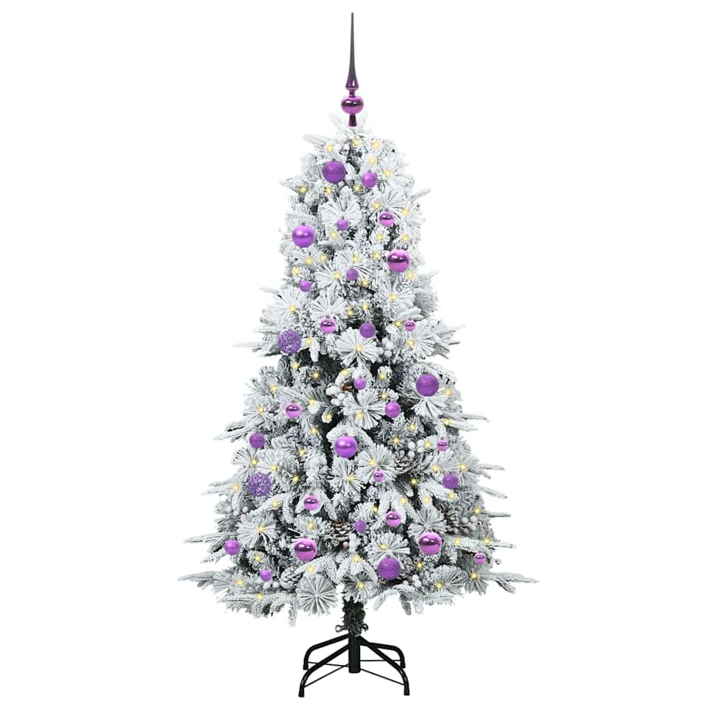 Kunstig sammensatt juletre med 150 LED Hvit 150 cm PE og PVC