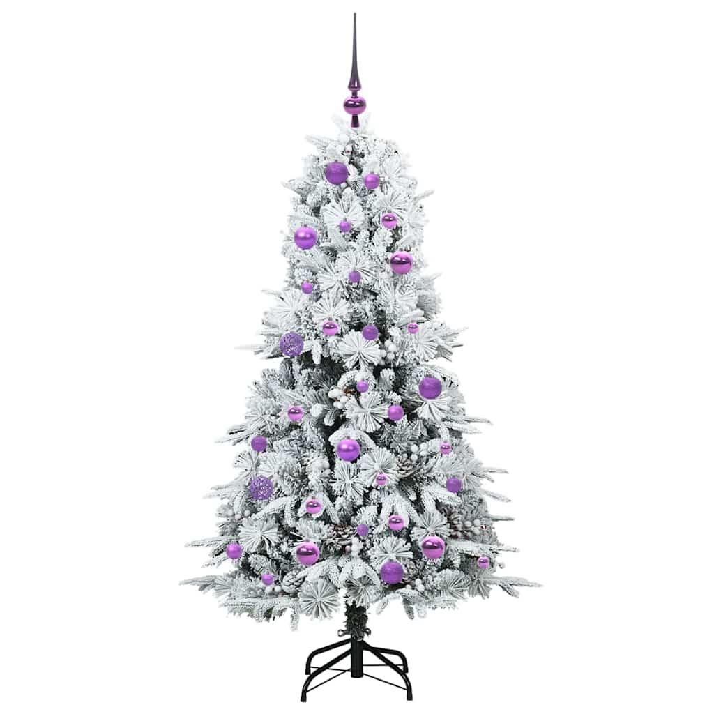 Kunstig sammensatt juletre med 150 LED Hvit 150 cm PE og PVC