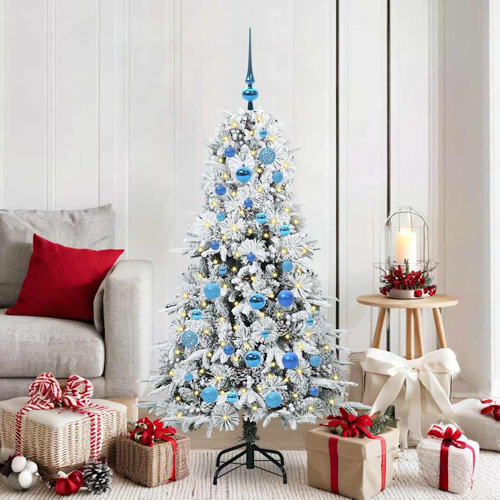 Kunstig sammensatt juletre med 150 LED Hvit 150 cm PE og PVC