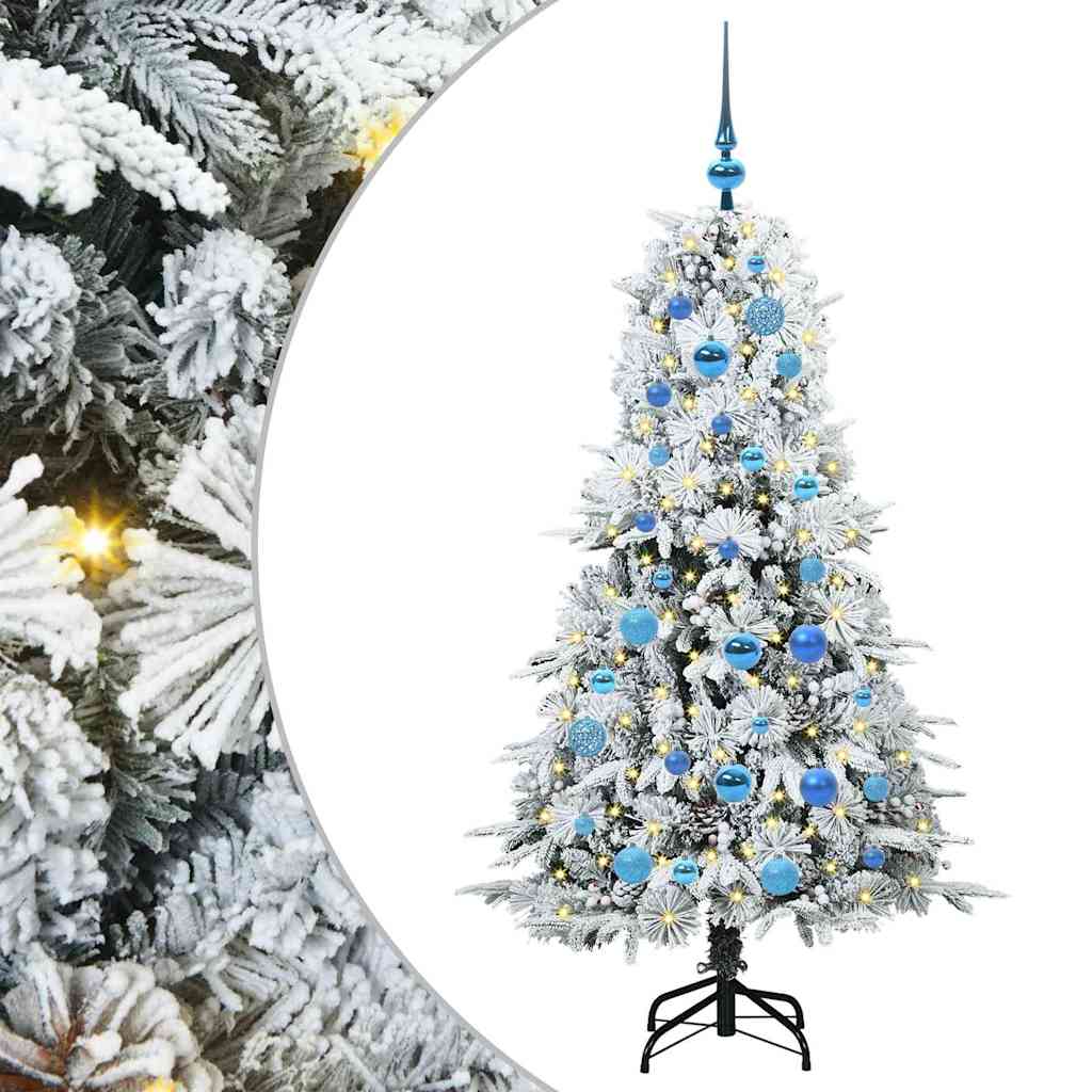 Kunstig sammensatt juletre med 150 LED Hvit 150 cm PE og PVC