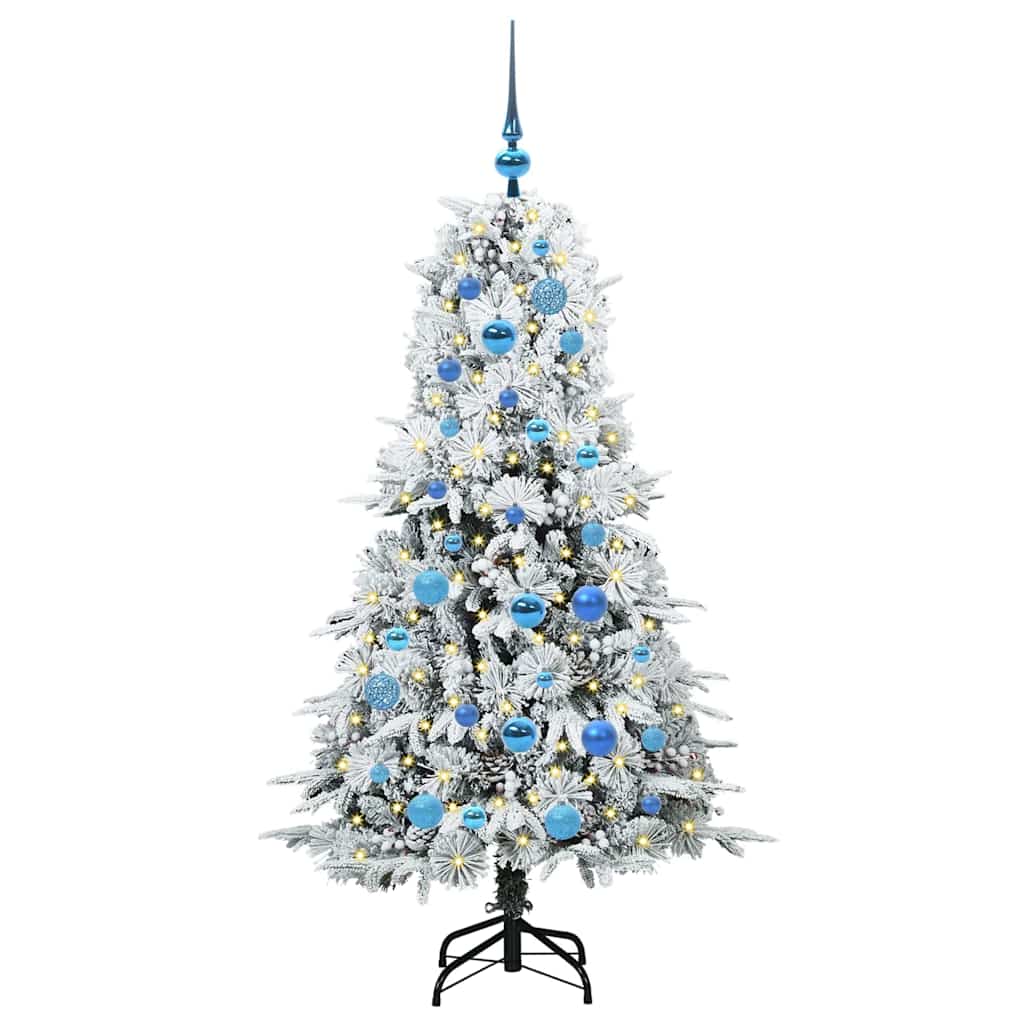 Kunstig sammensatt juletre med 150 LED Hvit 150 cm PE og PVC