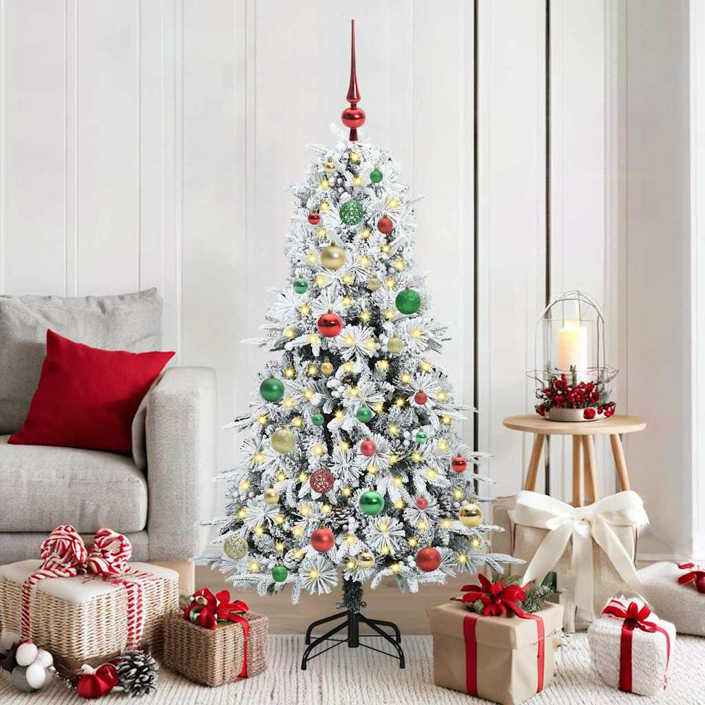 Kunstig sammensatt juletre med 150 LED Hvit 150 cm PE og PVC