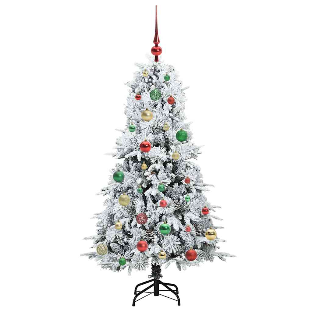 Kunstig sammensatt juletre med 150 LED Hvit 150 cm PE og PVC