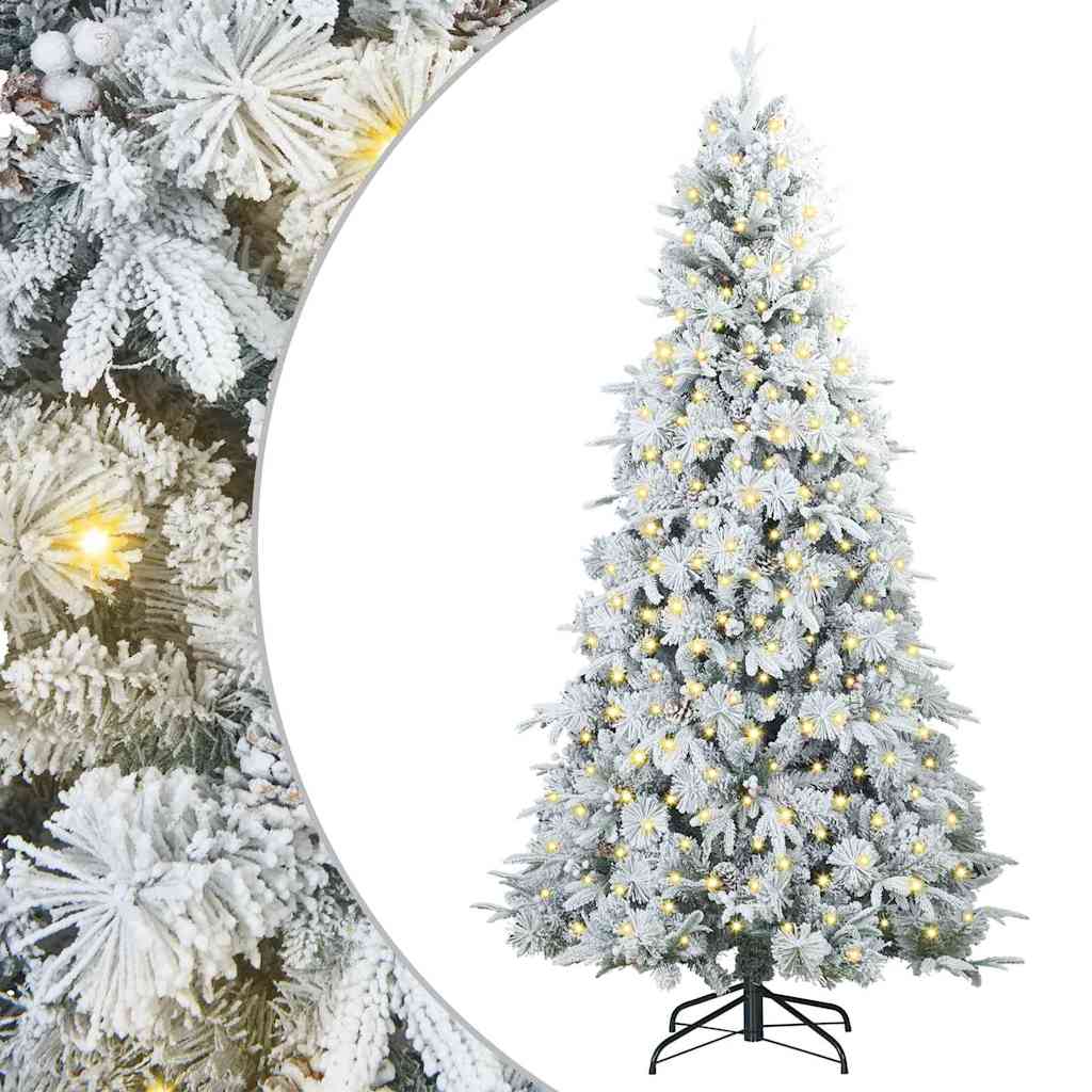Kunstig sammensatt juletre med 300 LED Hvit 180 cm PE og PVC