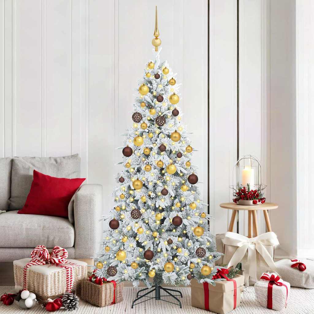Kunstig sammensatt juletre med 300 LED Hvit 180 cm PE og PVC