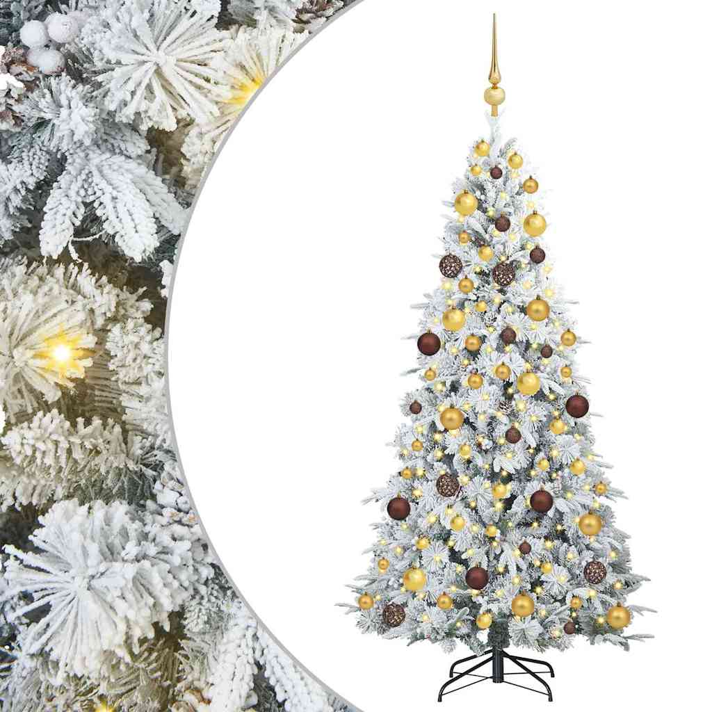 Kunstig sammensatt juletre med 300 LED Hvit 180 cm PE og PVC