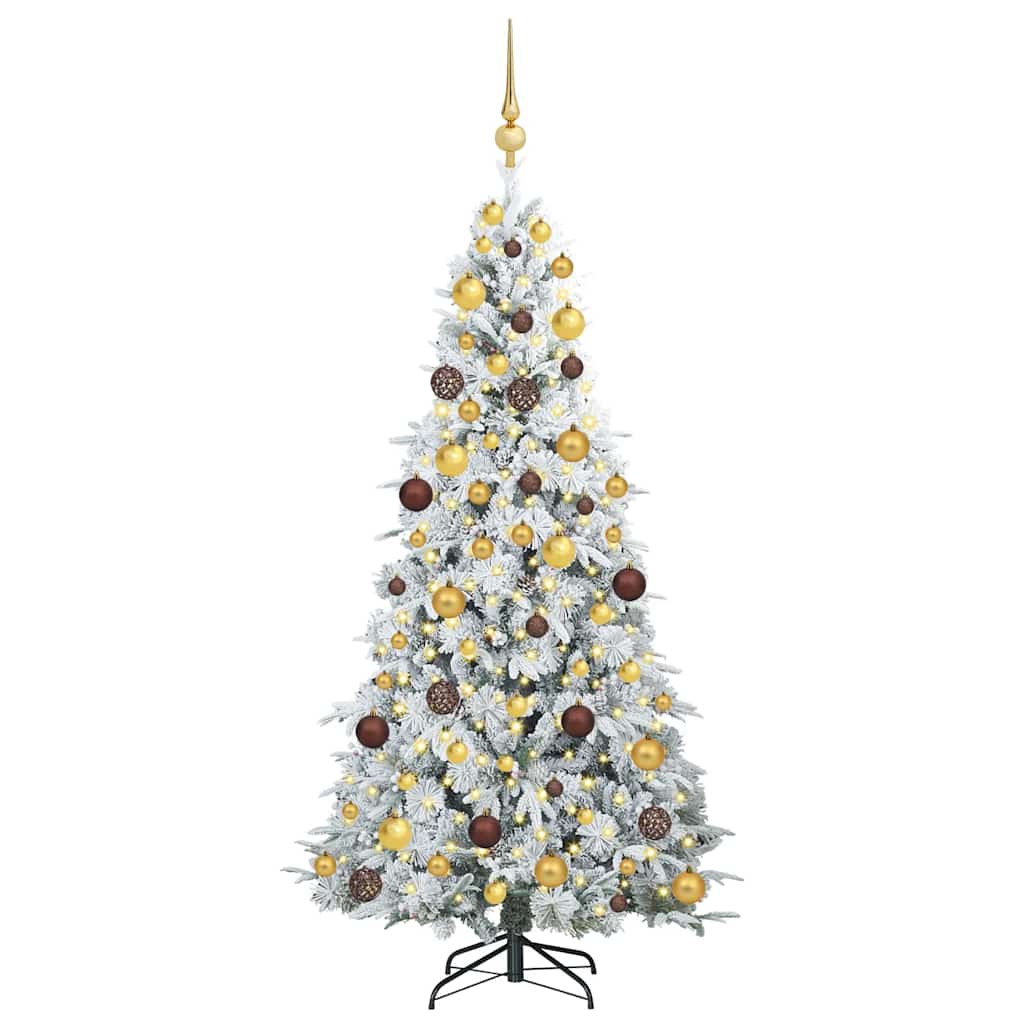 Kunstig sammensatt juletre med 300 LED Hvit 180 cm PE og PVC