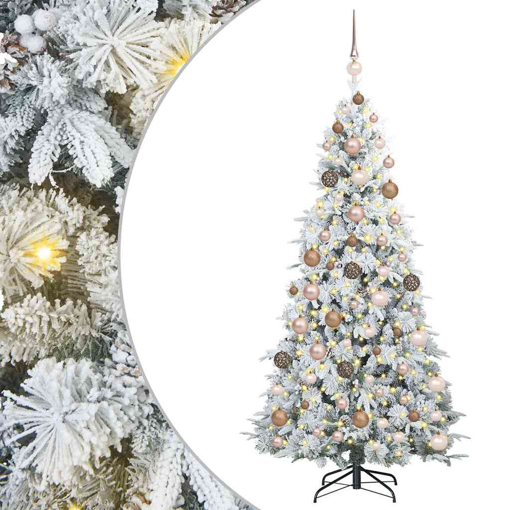 Kunstig sammensatt juletre med 300 LED grønn 180 cm PE og PVC