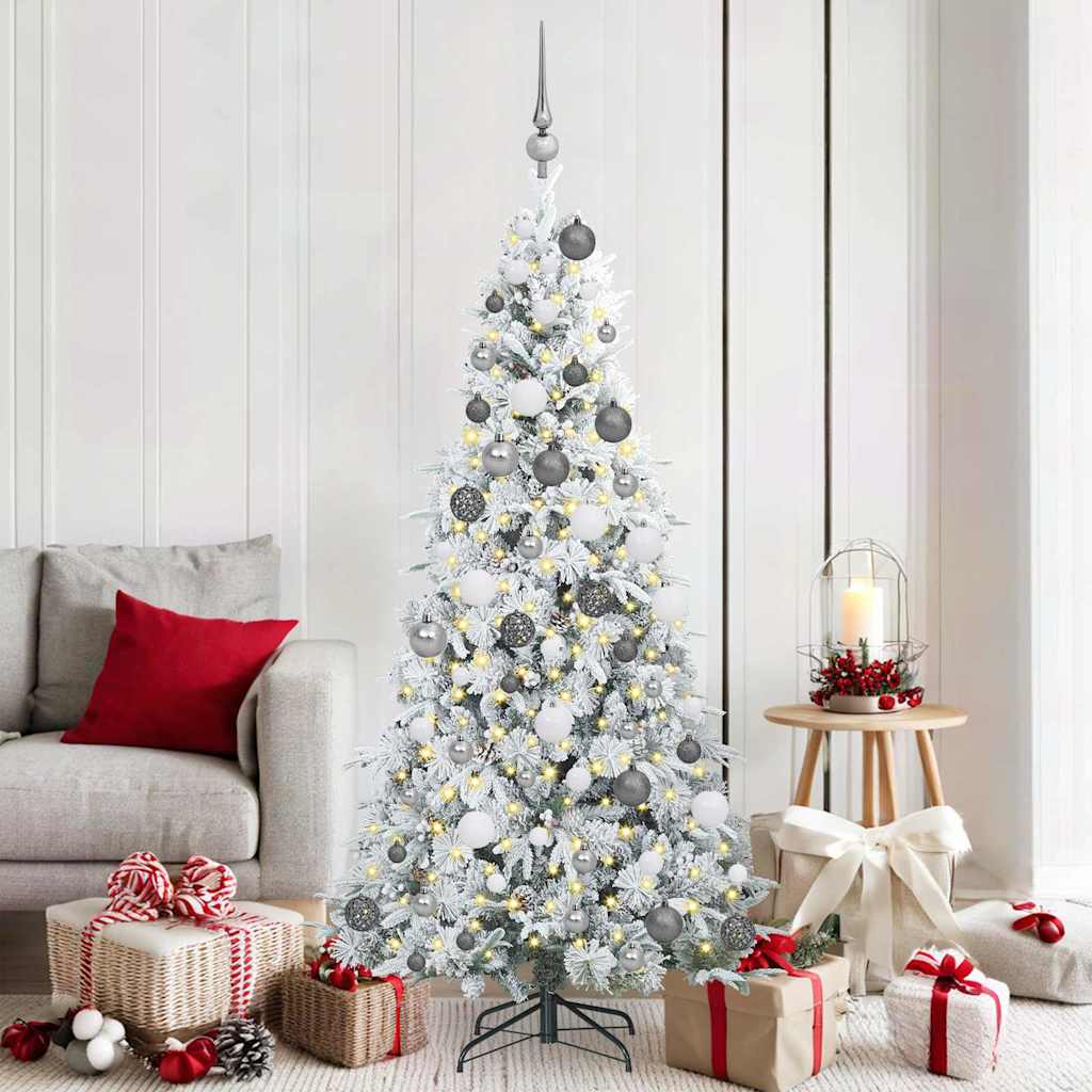 Kunstig sammensatt juletre med 300 LED Hvit 180 cm PE og PVC