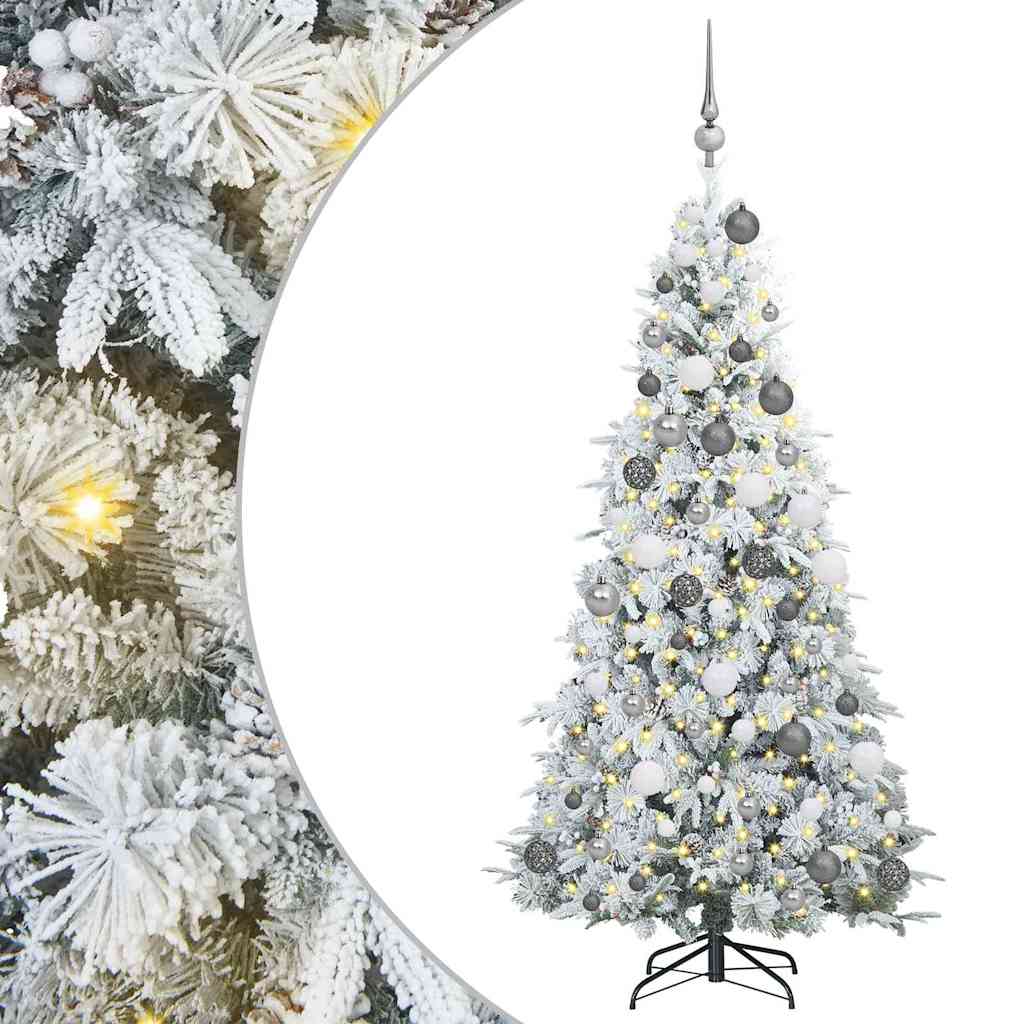 Kunstig sammensatt juletre med 300 LED grønn 180 cm PE og PVC